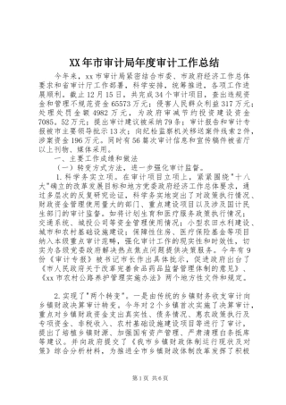XX年市审计局年度审计工作总结