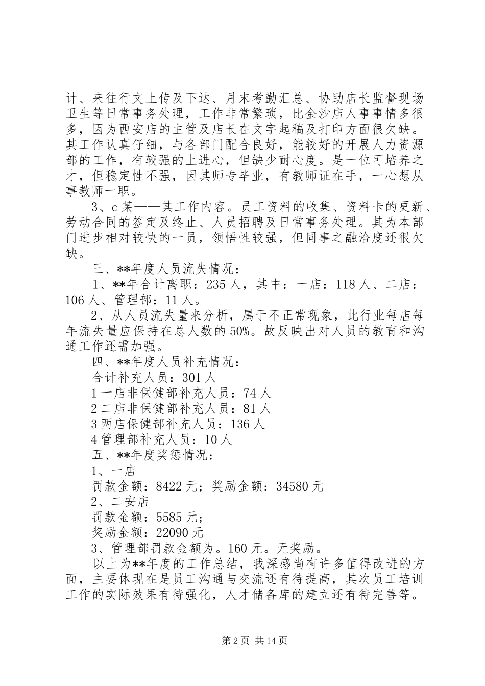 公司人事部年终工作总结_第2页