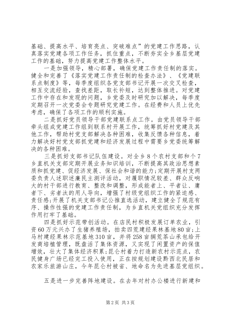 XX年乡党委书记工作总结范文_第2页