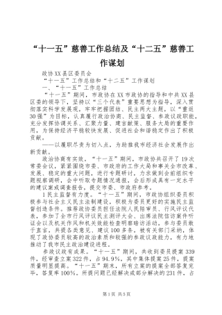 “十一五”慈善工作总结及“十二五”慈善工作谋划 (3)