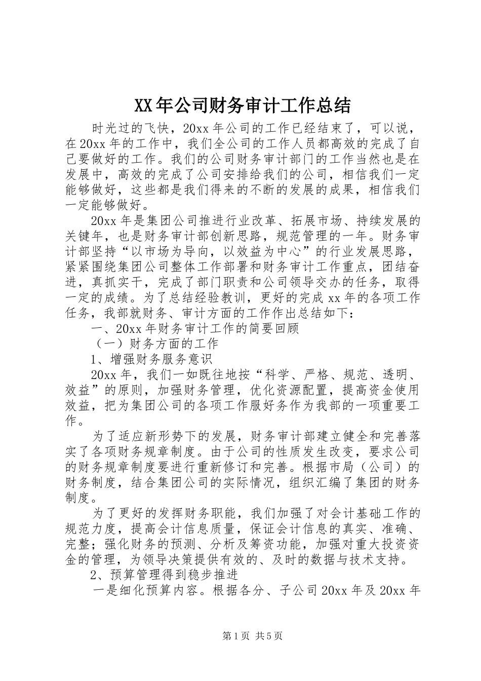 XX年公司财务审计工作总结 (3)_第1页