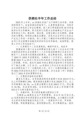 供销社半年工作总结 (3)