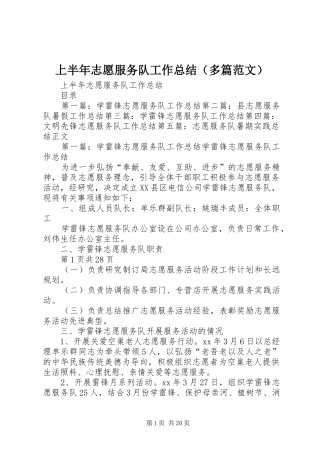 上半年志愿服务队工作总结（多篇范文）