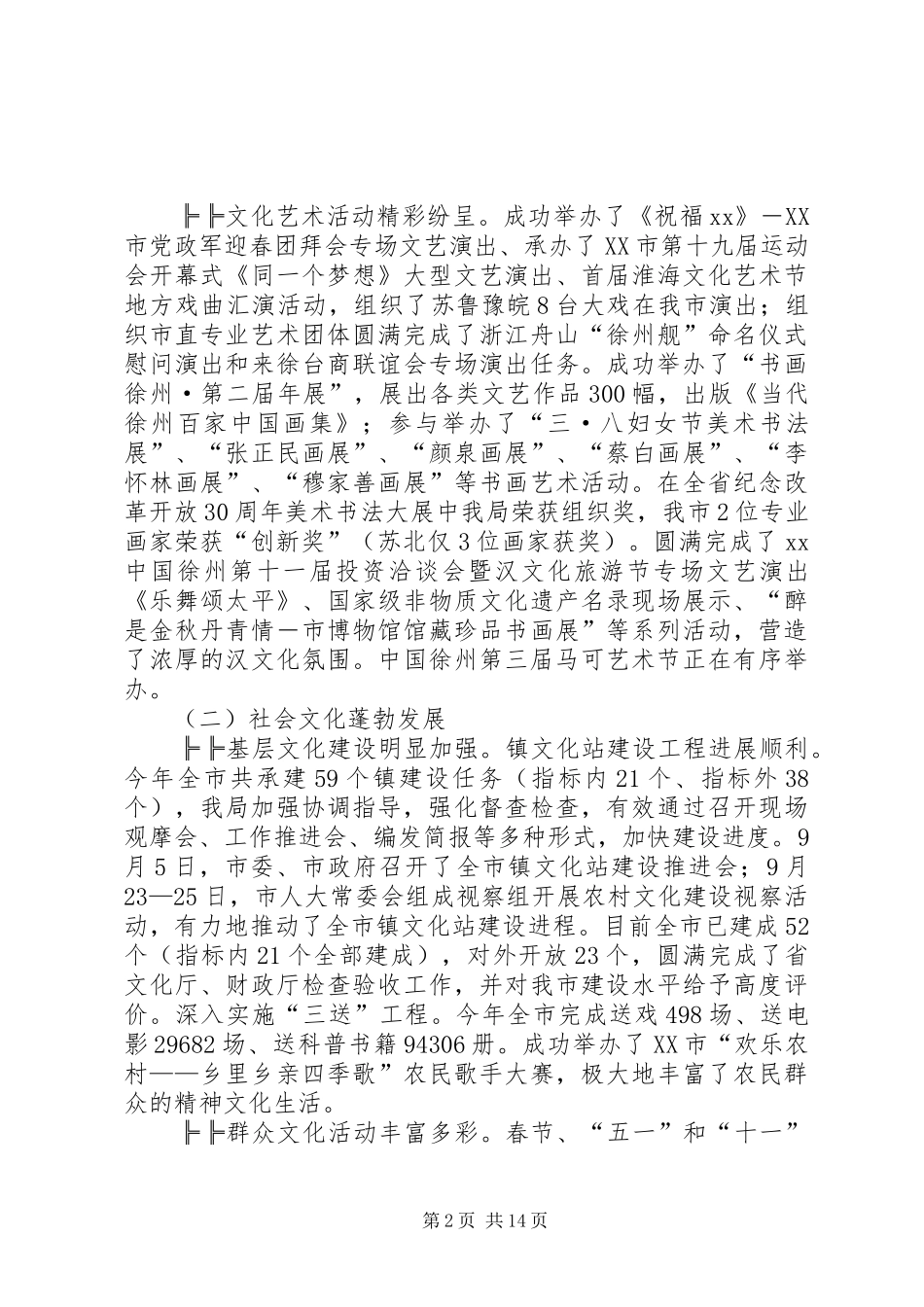 XX年市文化局工作总结范文_第2页