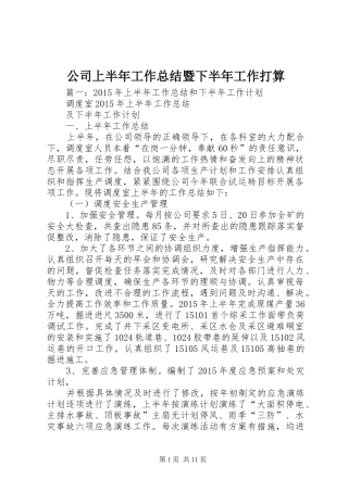 公司上半年工作总结暨下半年工作打算 (3)