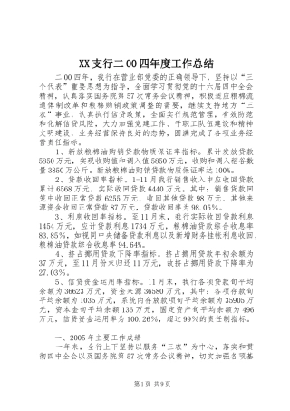 XX支行二00四年度工作总结 (3)