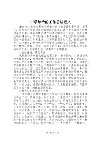中学综治的工作总结范文