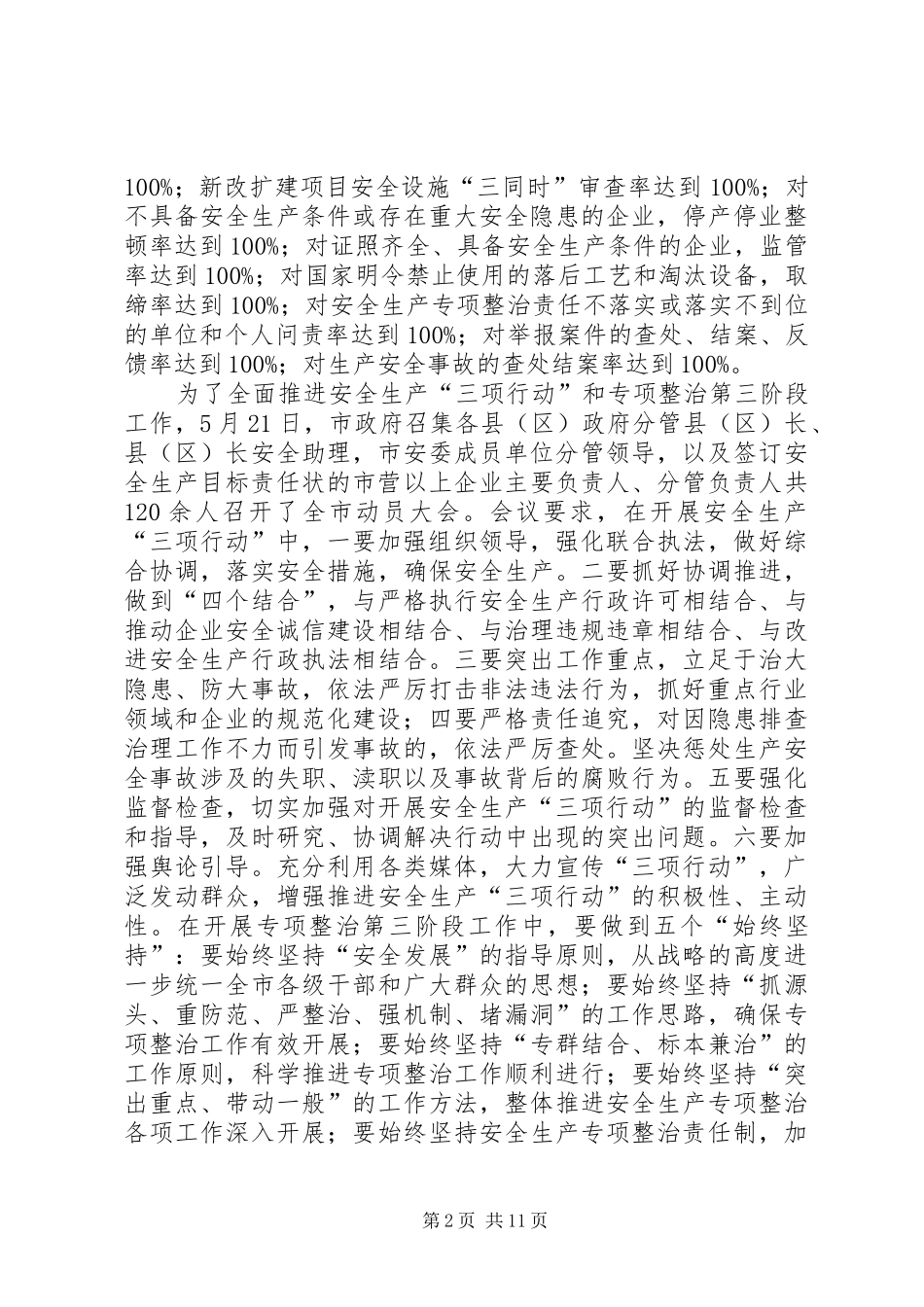 全市安全生产三项行动和专项整治工作总结 (3)_第2页