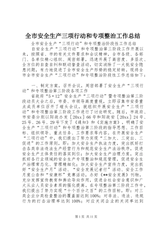 全市安全生产三项行动和专项整治工作总结 (3)