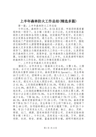 上半年森林防火工作总结(精选多篇)