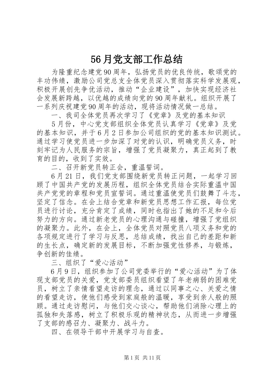 56月党支部工作总结_第1页