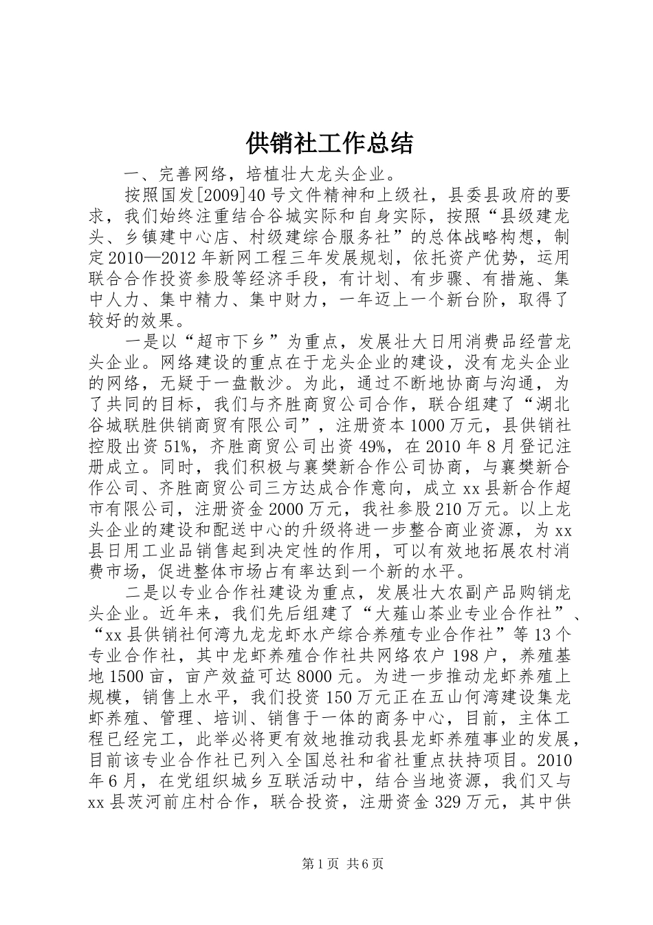 供销社工作总结_第1页