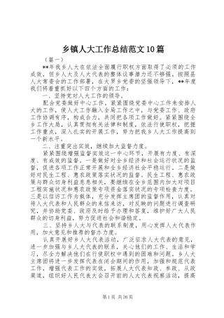 乡镇人大工作总结范文10篇