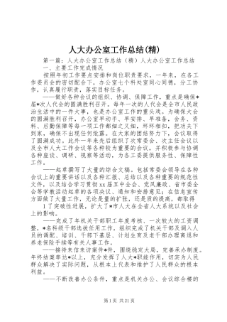 人大办公室工作总结(精)