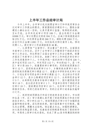 上半年工作总结审计局