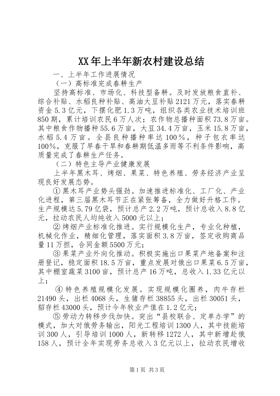 XX年上半年新农村建设总结 (3)_第1页