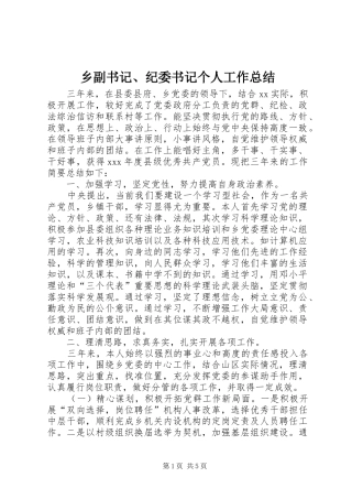 乡副书记、纪委书记个人工作总结