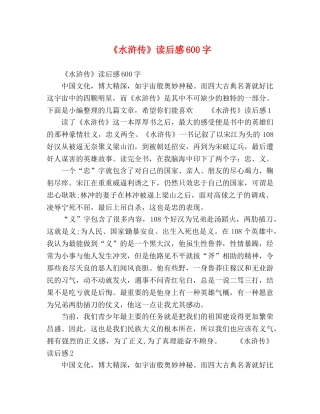 《水浒传》读后感600字 