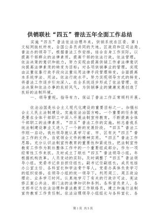 供销联社“四五”普法五年全面工作总结 (3)