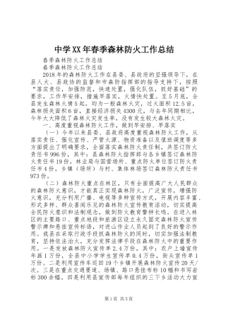 中学XX年春季森林防火工作总结 (3)