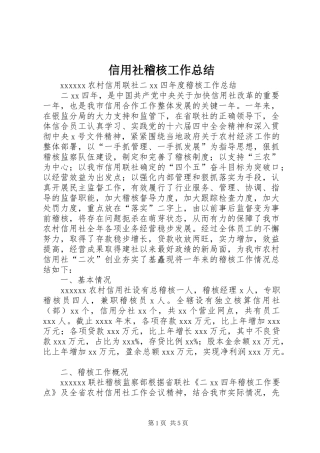 信用社稽核工作总结 (3)