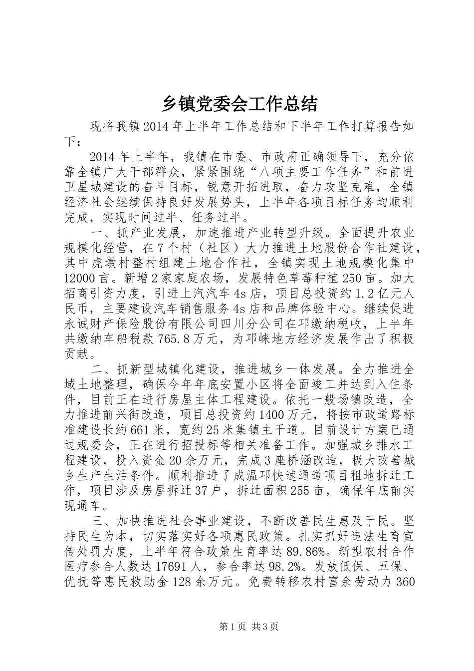 乡镇党委会工作总结_第1页