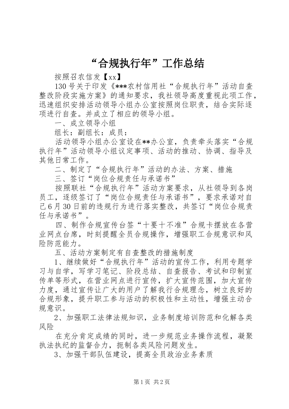 “合规执行年”工作总结 (3)_第1页