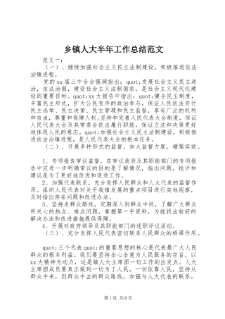 乡镇人大半年工作总结范文