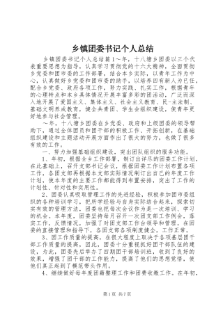 乡镇团委书记个人总结