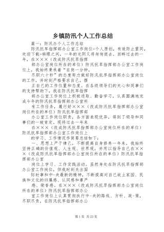 乡镇防汛个人工作总结