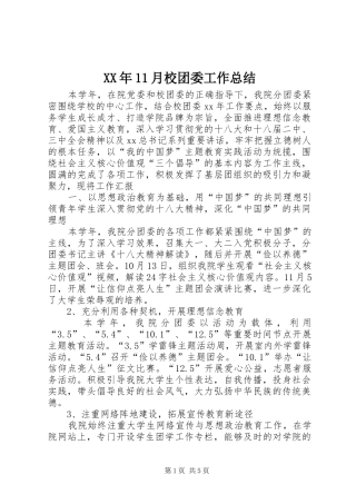 XX年11月校团委工作总结