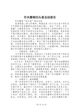 作风整顿回头看总结报告
