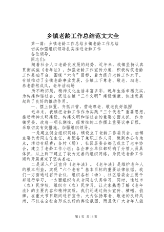 乡镇老龄工作总结范文大全