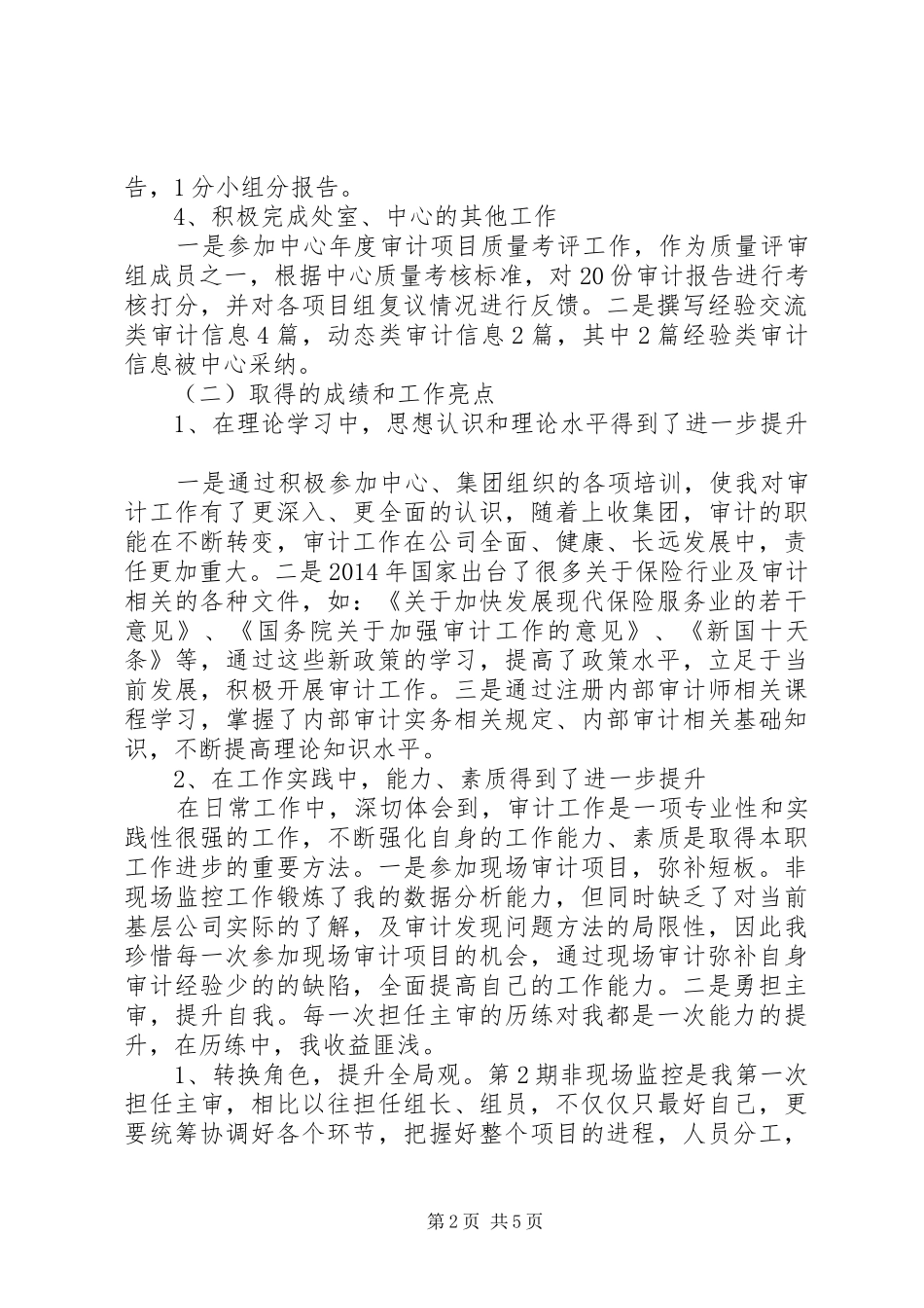 公司审计人员个人工作总结_第2页