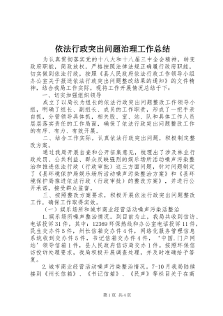 依法行政突出问题治理工作总结