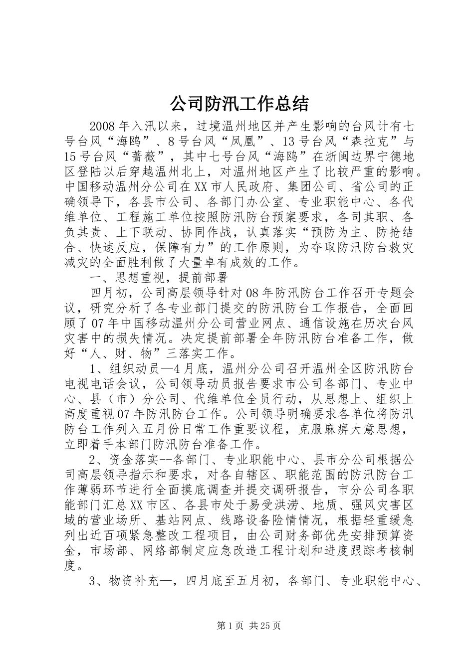 公司防汛工作总结_第1页