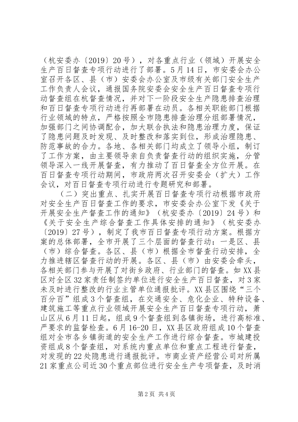 XX年某市安全生产百日督查专项行动总结_第2页