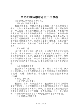 公司纪检监察审计室工作总结