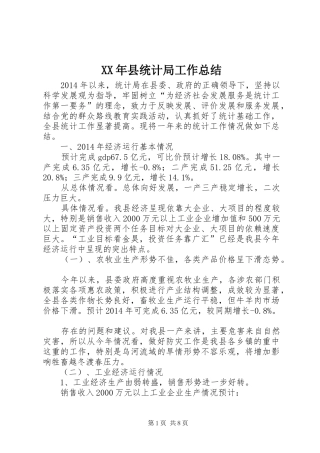 XX年县统计局工作总结