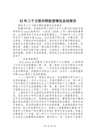 XX年三个方面对照检查情况总结报告