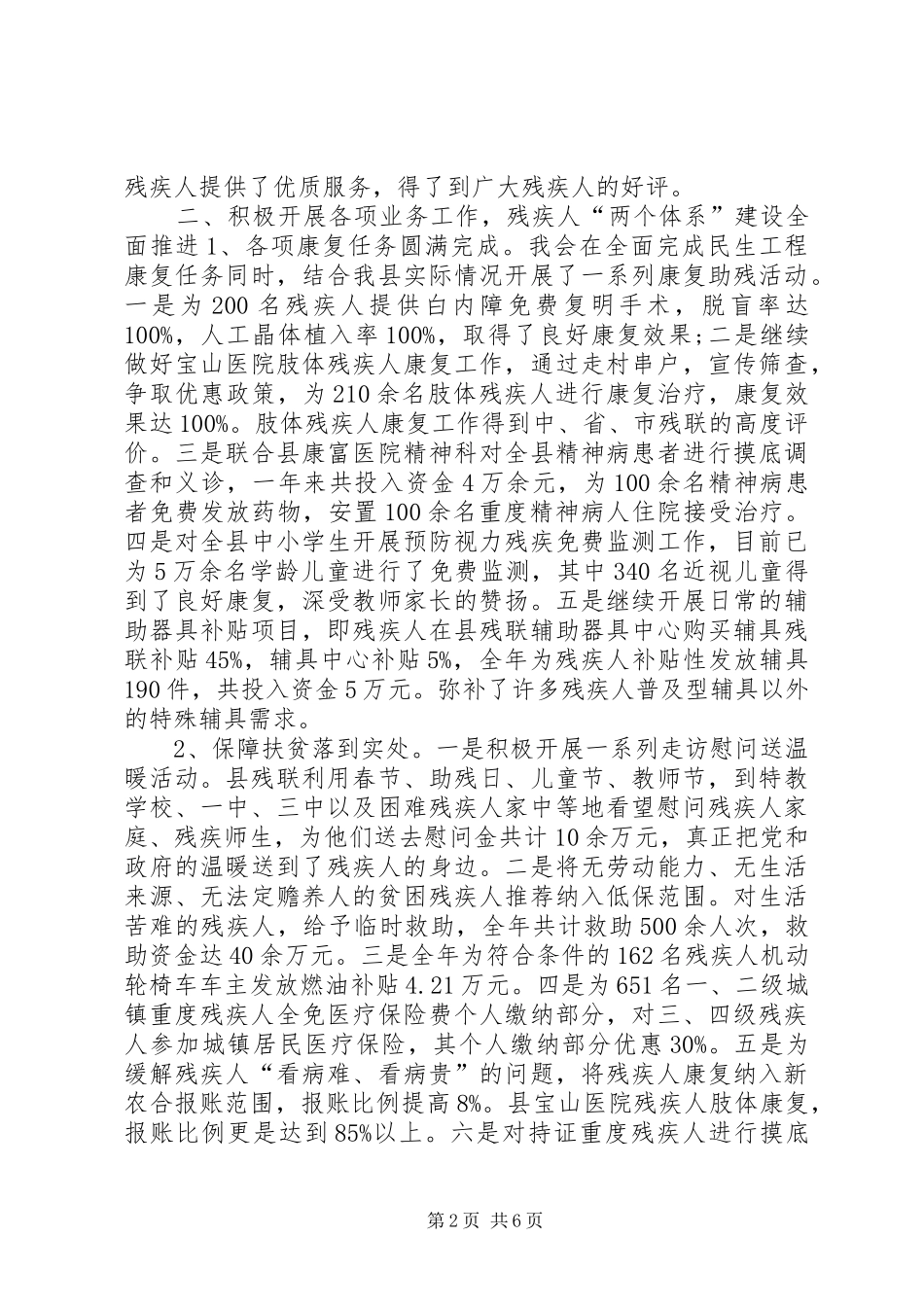 XX年县残联工作总结报告_第2页