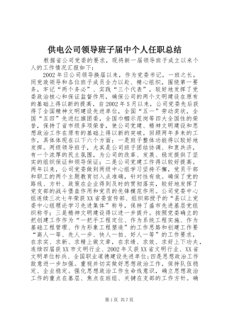 供电公司领导班子届中个人任职总结 (12)
