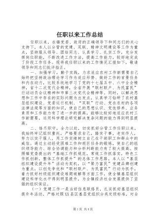 任职以来工作总结