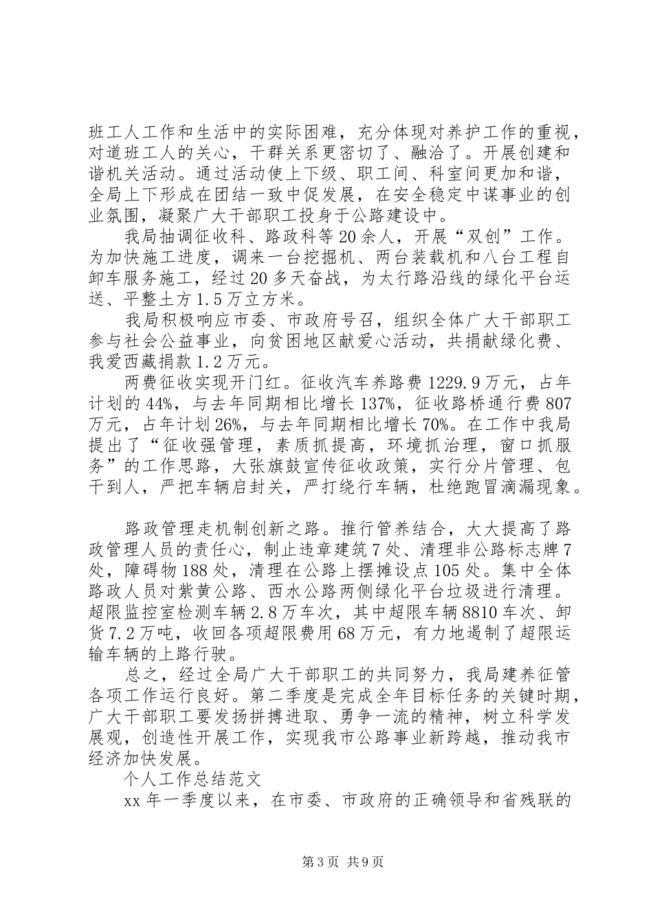 XX年交通局个人工作总结范文_第3页