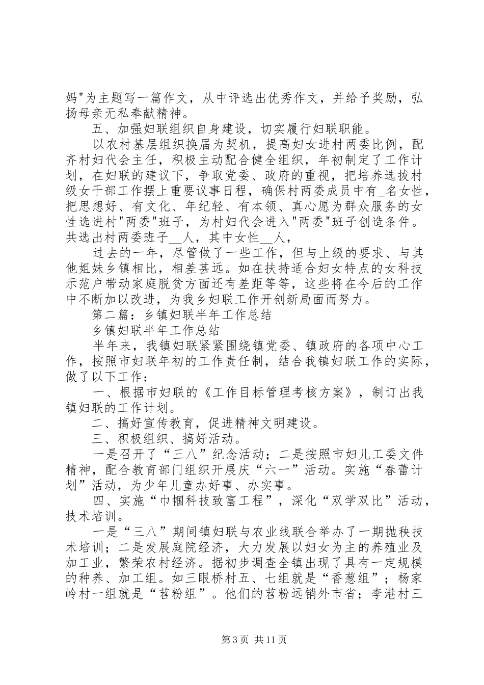 乡镇妇联半年工作总结(精选多篇)_第3页