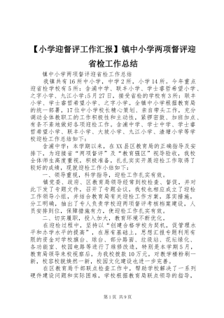 【小学迎督评工作汇报】镇中小学两项督评迎省检工作总结