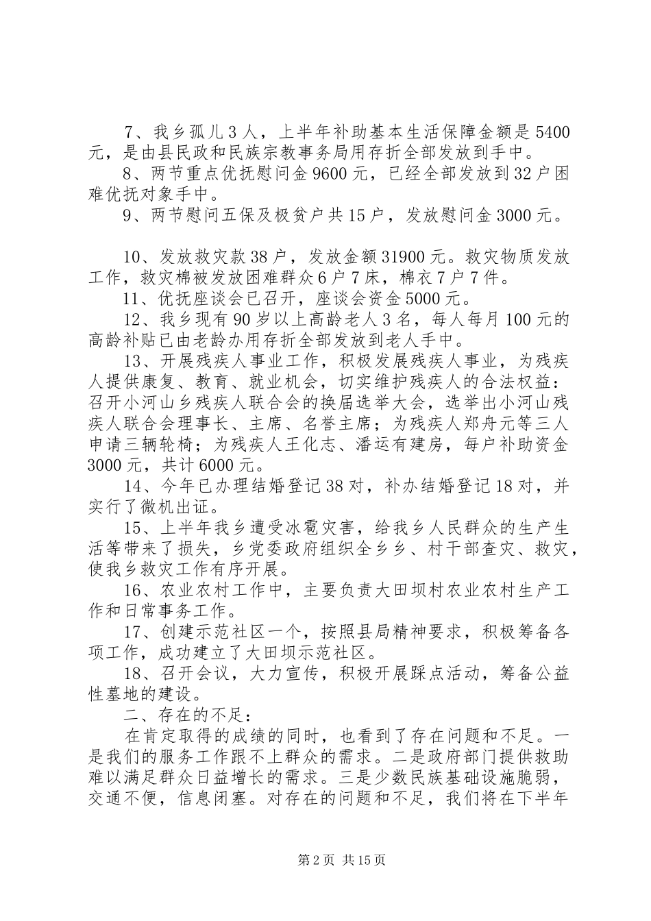 乡社会事务办半年工作总结(精选多篇)_第2页