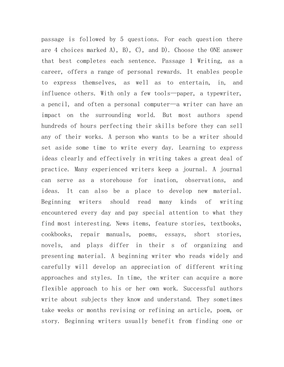 [整理2020专升本英语模拟题和答案] 专升本考试模拟题 _第3页