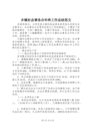 乡镇社会事务办年终工作总结范文