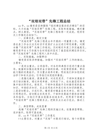 “双培双带”先锋工程总结